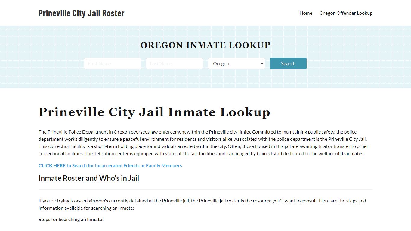 Prineville Police Department & City Jail, OR Inmate Roster, Arrests ...